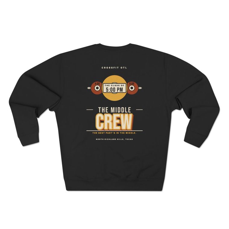 The Middle Crew crewneck, back view