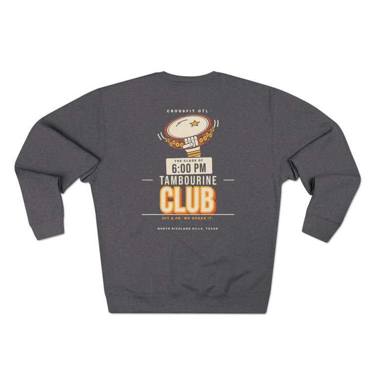 Tambourine Club crewneck, back view