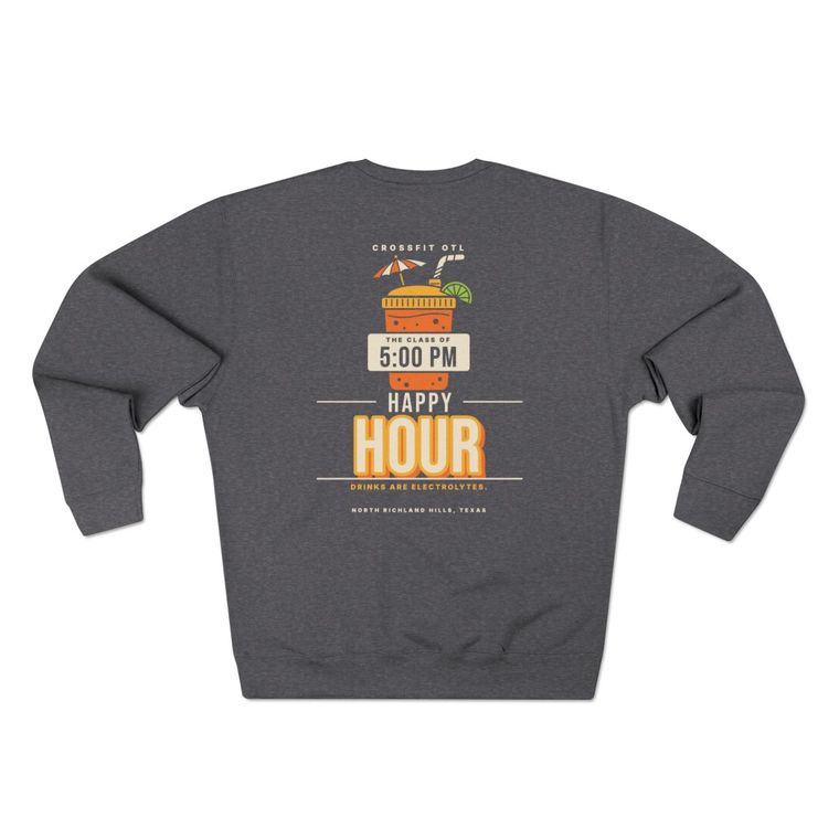 Happy Hour crewneck, back view