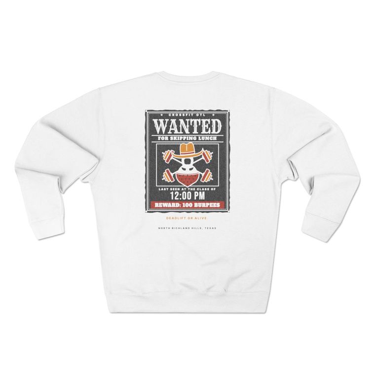 Wanted crewneck, back view